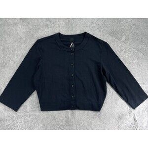 Skims Smooth Lounge Cropped Cardigan Sweater Womens Medium Black Modal Stretch